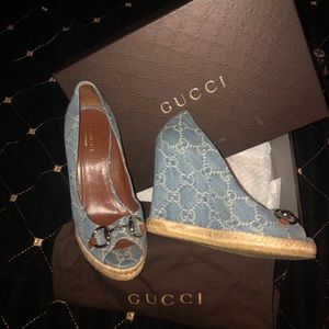 Authentic Gucci Denim wedges ~ size 36 1/2